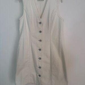 Abercrombie & Fitch Cream Button-Front Mini Dress